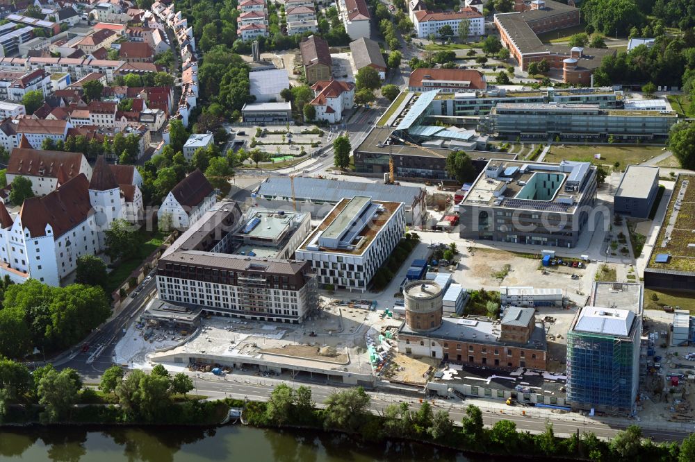 Ingolstadt from the bird's eye view: New construction site the hotel complex on Rossmuehlstrasse in Ingolstadt in the state Bavaria, Germany