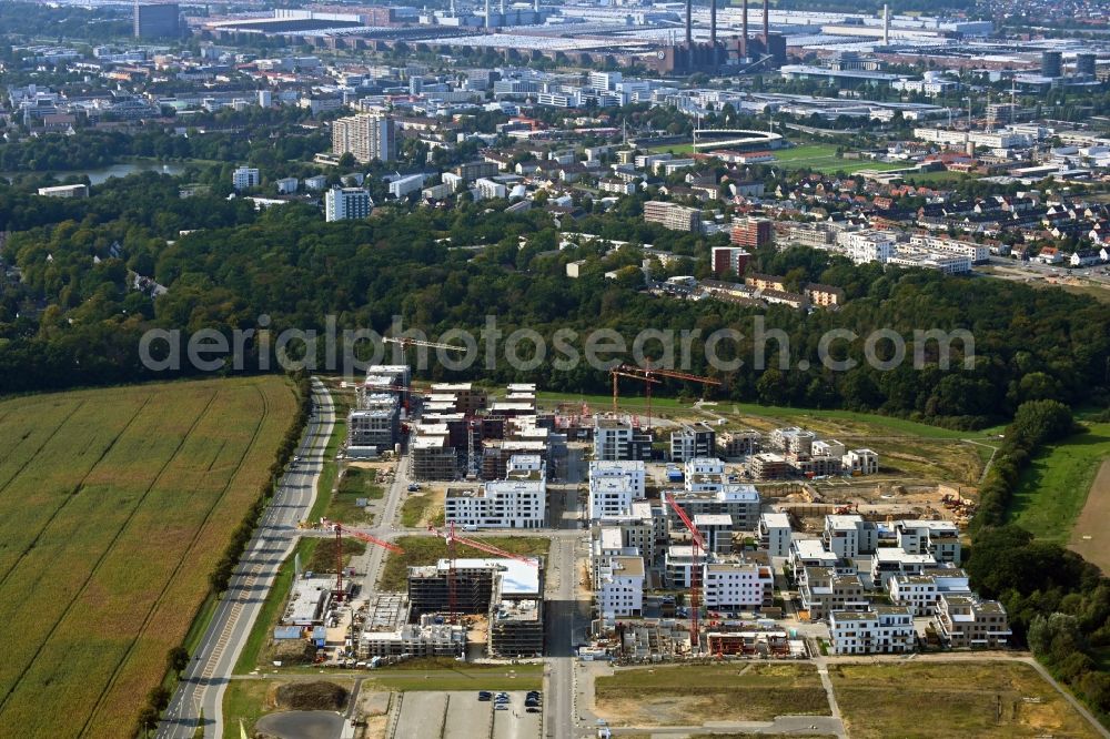 Aerial image Wolfsburg - Residential construction site with multi-family housing development- on the Steimker Gaerten in the district Hellwinkel in Wolfsburg in the state Lower Saxony, Germany