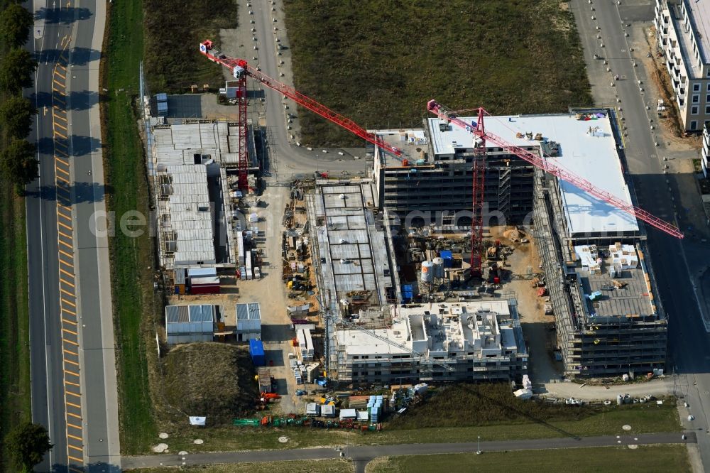 Aerial photograph Wolfsburg - Residential construction site with multi-family housing development- on the Steimker Gaerten in the district Hellwinkel in Wolfsburg in the state Lower Saxony, Germany