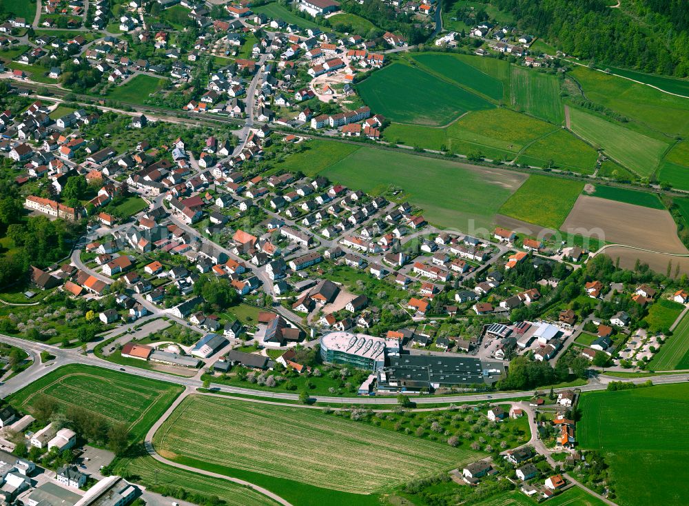 Aerial image Allmendingen - Residential area construction site of a mixed development with multi-family houses and single-family houses- New building at the in Allmendingen in the state Baden-Wuerttemberg, Germany