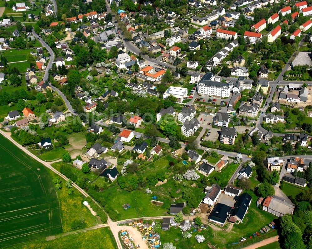 Burkersdorf from above - Residential area construction site of a mixed development with multi-family houses and single-family houses- New building at the in Burkersdorf in the state Saxony, Germany