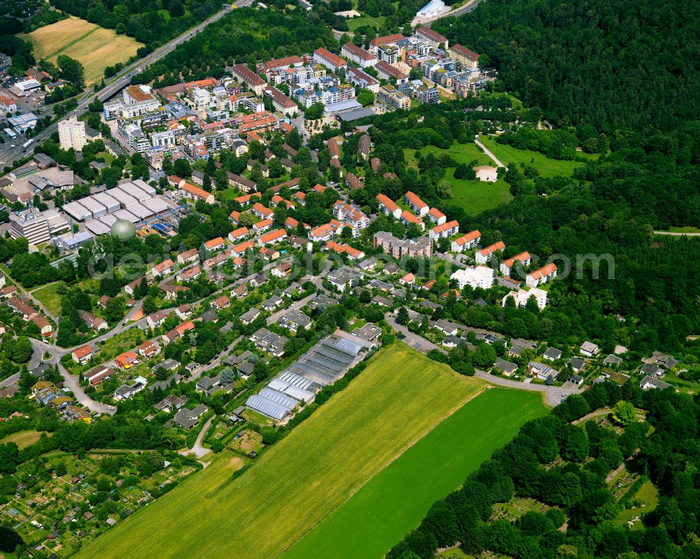 Derendingen from the bird's eye view: Residential area construction site of a mixed development with multi-family houses and single-family houses- New building at the in Derendingen in the state Baden-Wuerttemberg, Germany