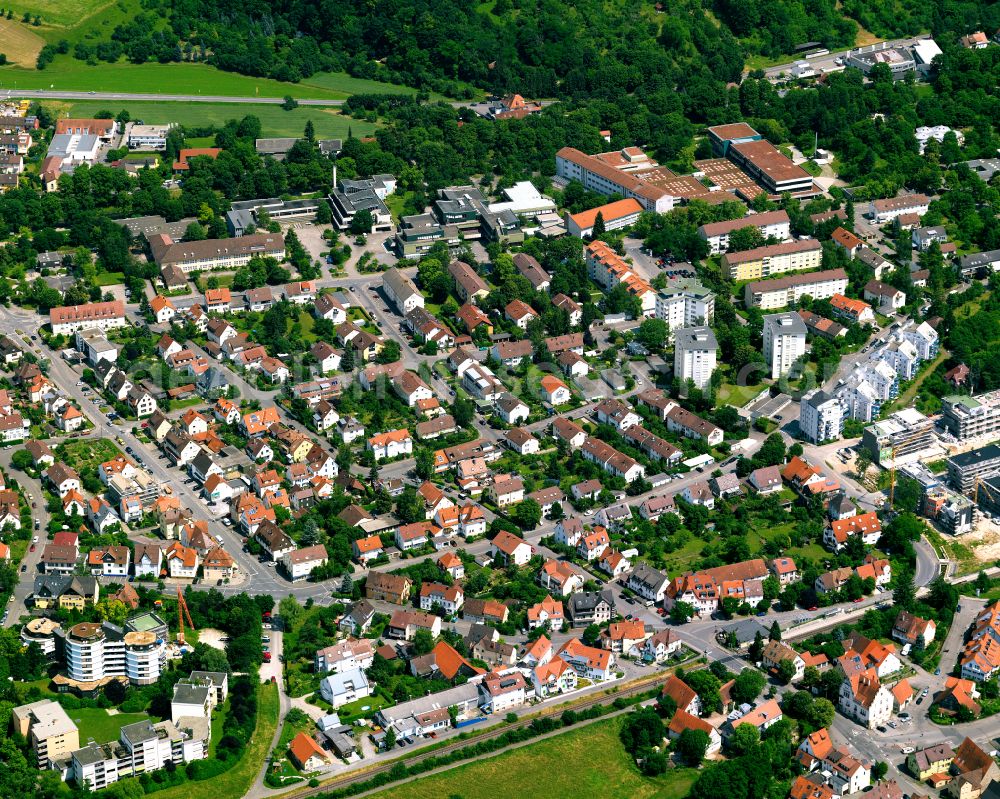 Derendingen from above - Residential area construction site of a mixed development with multi-family houses and single-family houses- New building at the in Derendingen in the state Baden-Wuerttemberg, Germany