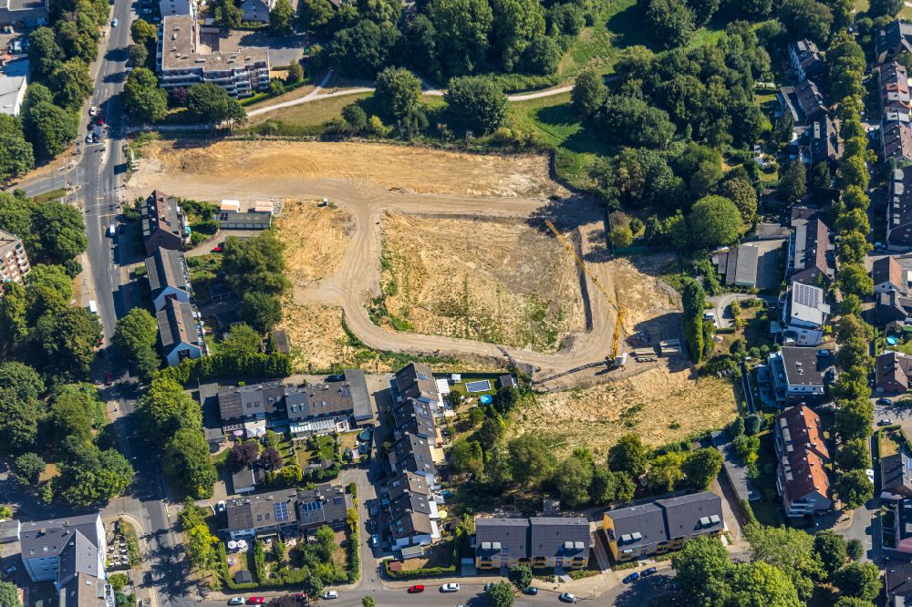 Aerial image Essen - Residential area construction site of a mixed development with multi-family houses and single-family houses- New building at the on street Kesselstrasse - Bocholder Strasse in the district Bochold in Essen at Ruhrgebiet in the state North Rhine-Westphalia, Germany