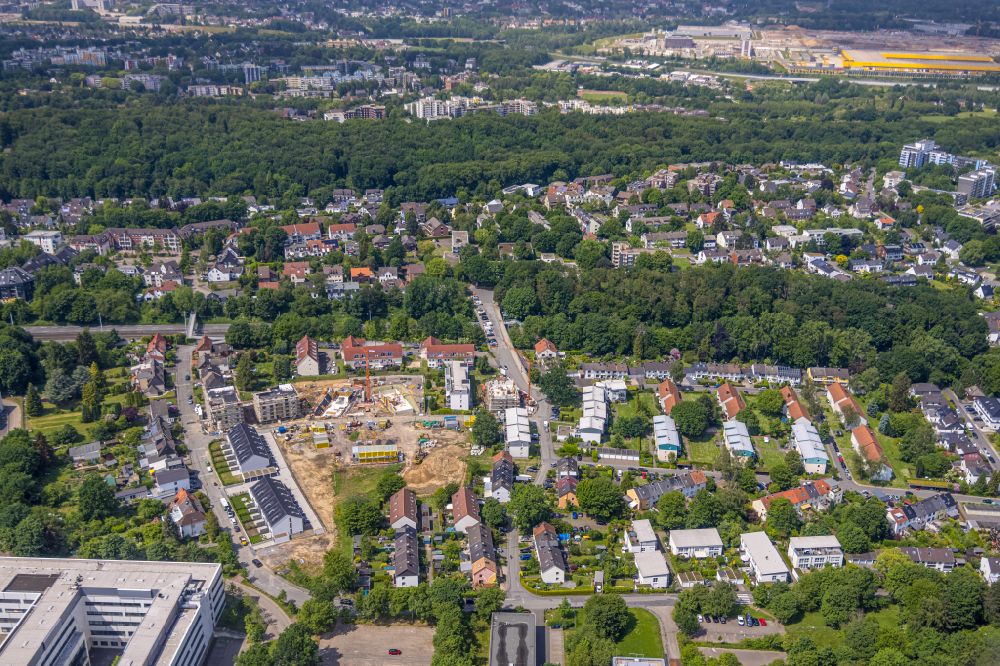 Aerial photograph Bochum - Residential area construction site of a mixed development with multi-family houses and single-family houses- New building at the Quartier Lennershof Lennershofstrasse - Zum Schebbruch in Bochum at Ruhrgebiet in the state North Rhine-Westphalia, Germany