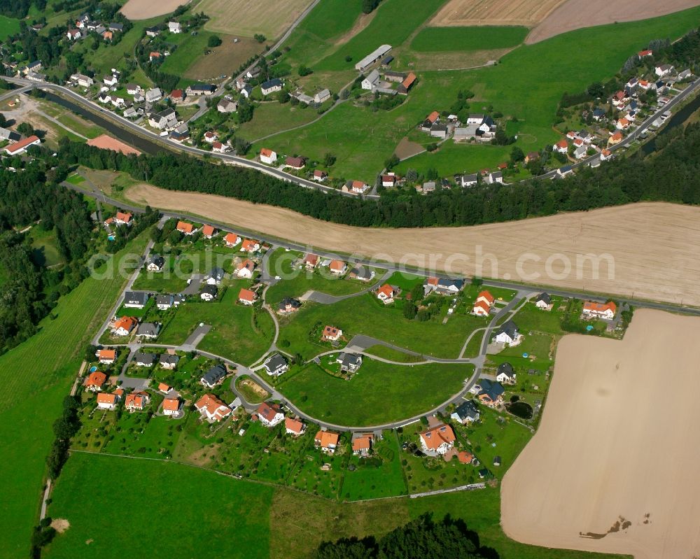 Aerial image Rothenfurth - Residential area construction site of a mixed development with multi-family houses and single-family houses- New building at the in Rothenfurth in the state Saxony, Germany