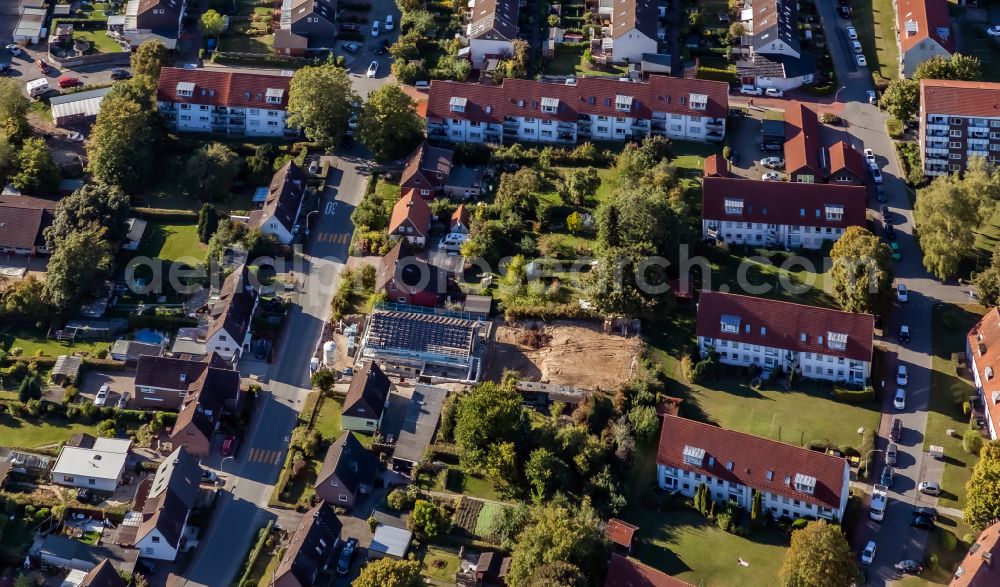 Schwentinental from the bird's eye view: Construction site of a mixed development with multi-family houses and single-family houses - new building on the street Sonnenhoehe in Schwentinental in the state Schleswig-Holstein, Germany