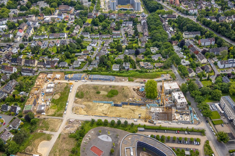 Aerial image Bochum - Residential area construction site of a mixed development with multi-family houses and single-family houses- New building Quartier 47 at the on Querenburger Strasse in the district Wiemelhausen in Bochum at Ruhrgebiet in the state North Rhine-Westphalia, Germany