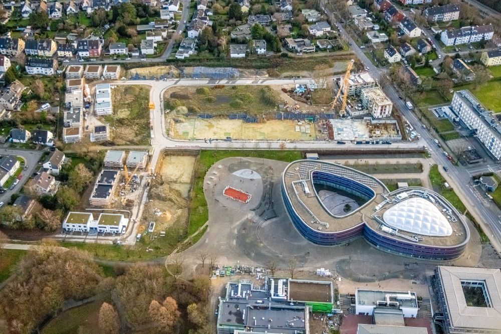 Aerial image Bochum - Residential area construction site of a mixed development with multi-family houses and single-family houses- New building Quartier 47 at the on Querenburger Strasse in the district Wiemelhausen in Bochum at Ruhrgebiet in the state North Rhine-Westphalia, Germany