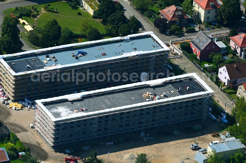 Berlin from the bird's eye view: Construction site for the new building of Asylum accommodation buildings on Rheinpfalzallee Ecke Grafenauer Weg in the district Karlshorst in Berlin, Germany