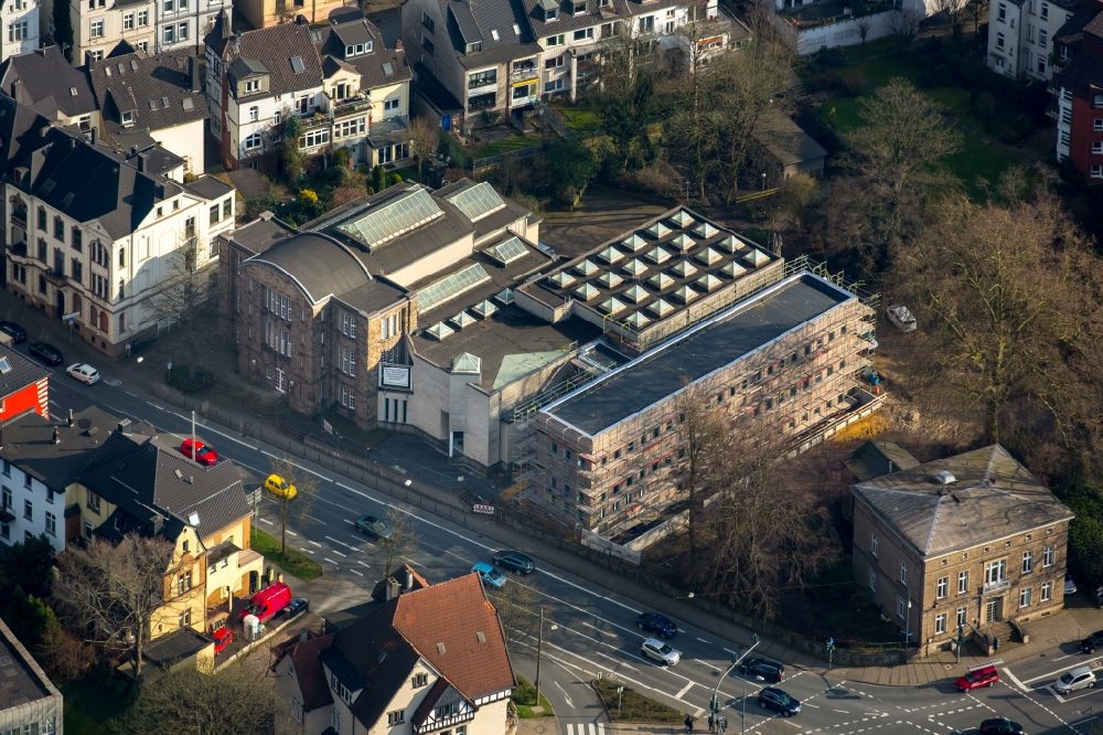 Aerial photograph Witten - Construction on the museum building ensemble Maerkisches Museum at the Husemann street in Witten in North Rhine-Westphalia