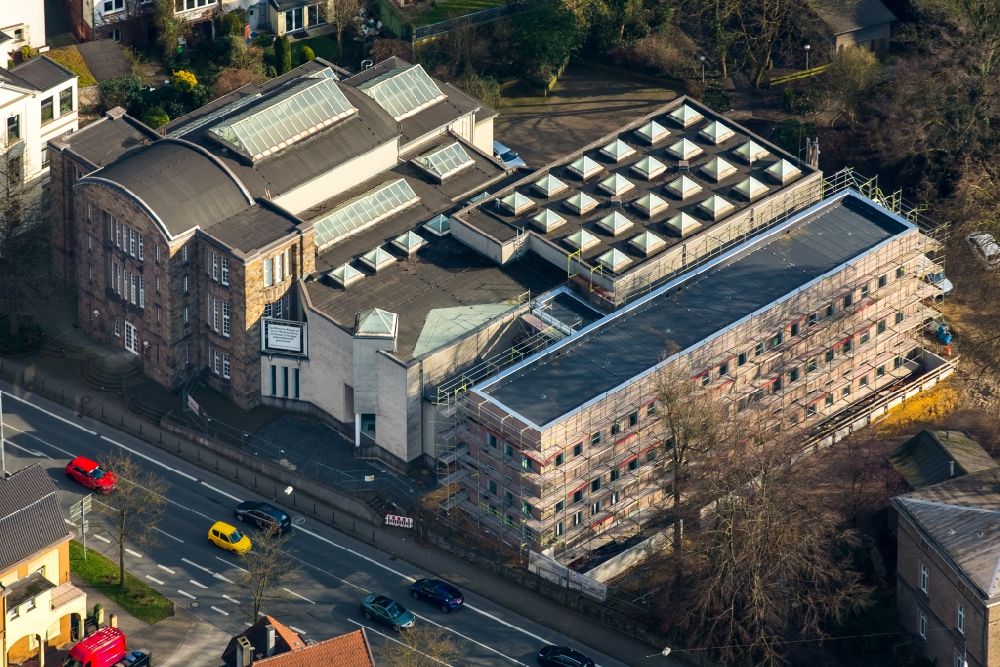 Witten from above - Construction on the museum building ensemble Maerkisches Museum at the Husemann street in Witten in North Rhine-Westphalia