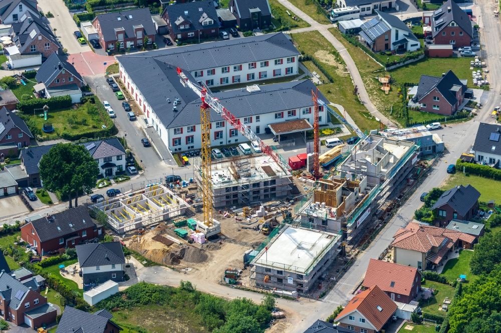 Haltern am See from above - Construction site of the new buildings of the retirement home - retirement on Dietrich-Bonhoeffer-Weg in Haltern am See in the state North Rhine-Westphalia, Germany