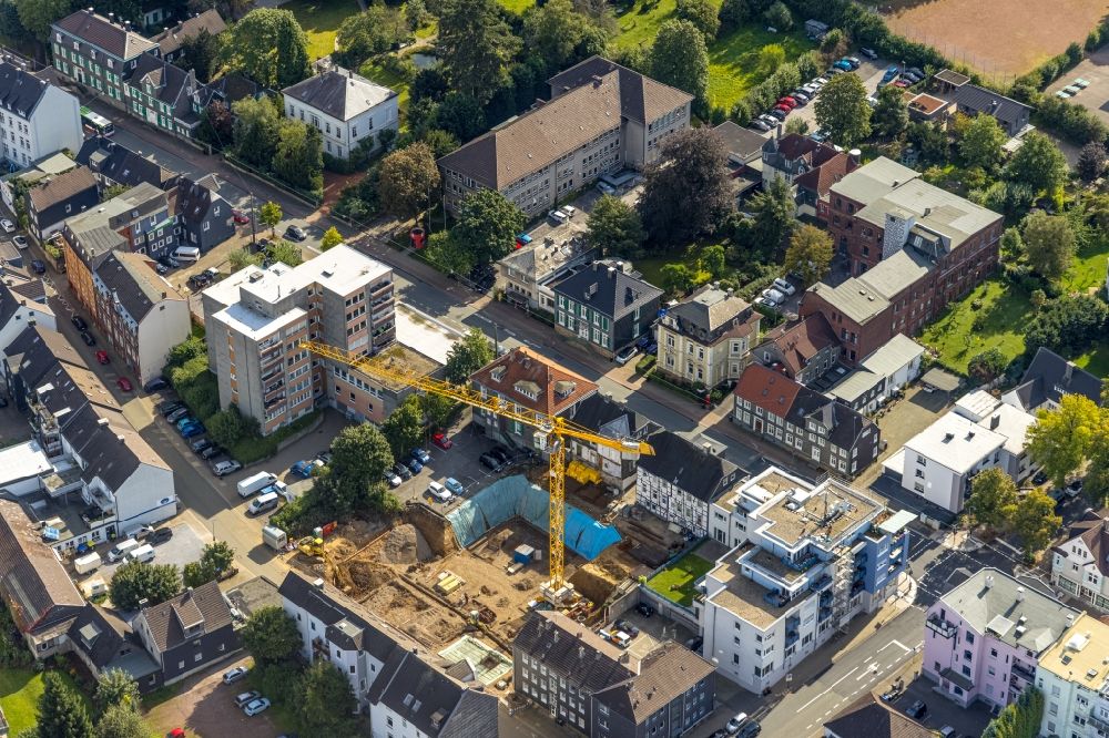 Aerial image Schwelm - Construction site of the new buildings of the retirement home - retirement of the Dorotheen-Hof on Weststrasse in Schwelm in the state North Rhine-Westphalia, Germany