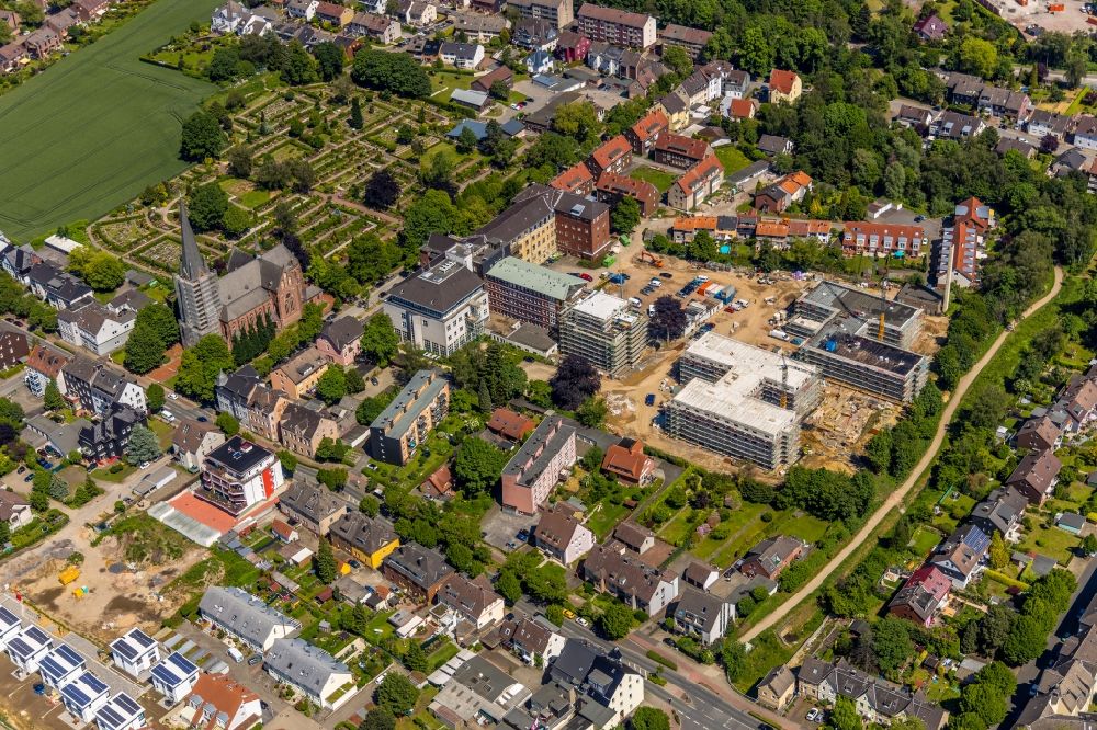 Aerial image Herne - Construction site of the new buildings of the retirement home - retirement at Marienhospital-Herne II on Widumer Strasse in Herne in the state North Rhine-Westphalia, Germany