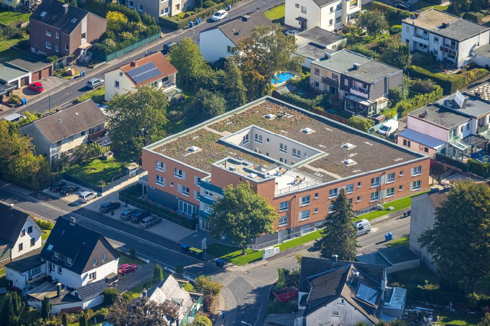 Aerial photograph Holzwickede - Construction site of the new buildings of the retirement home - retirement of Katharina-von-Bora-Haus on Winkelstrasse corner Wichernstrasse in the district Aplerbeck in Holzwickede at Ruhrgebiet in the state North Rhine-Westphalia, Germany