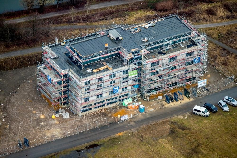 Aerial image Gelsenkirchen - Construction site of the new buildings of the retirement home - retirement Leben auf Graf Bismarck on Luebecker Strasse in the district Bismarck in Gelsenkirchen in the state North Rhine-Westphalia, Germany