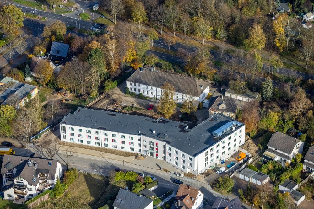 Aerial image Bochum - Construction site of the new buildings of the retirement home - retirement on Kemnader Strasse - Koenigsallee in the district Stiepel in Bochum in the state North Rhine-Westphalia, Germany