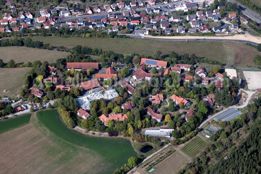 Aerial image Gemünden am Main - Construction site of the new buildings of the retirement home - retirement in of SOS-Dorfgemeinschaft Hohenroth at Hohenroth in the district Hohenroth in Gemuenden am Main in the state Bavaria, Germany