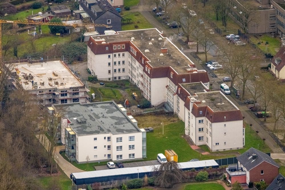 Aerial photograph Hamm - Construction site of a new build retirement home Wolfgang-Glaubitz-Seniorenzentrum at Westberger Weg in Hamm in the state North Rhine-Westphalia, Germany