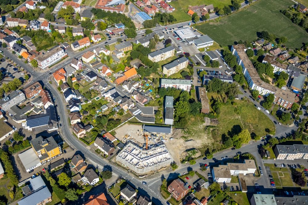 Aerial photograph Hamm - Construction site of a new build retirement home on Waldenburger Strasse corner Holzstrasse in the district Herringen in Hamm in the state North Rhine-Westphalia, Germany