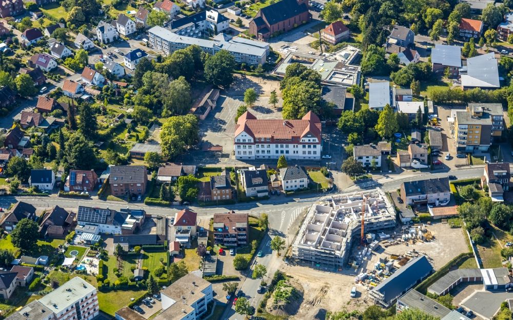 Aerial image Hamm - Construction site of a new build retirement home on Waldenburger Strasse corner Holzstrasse in the district Herringen in Hamm in the state North Rhine-Westphalia, Germany