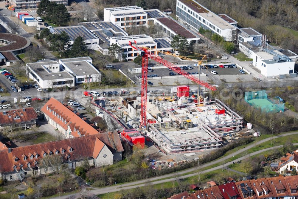Aerial photograph Würzburg - Construction site of a new build retirement home on Berner Strasse in the district Heuchelhof in Wuerzburg in the state Bavaria, Germany