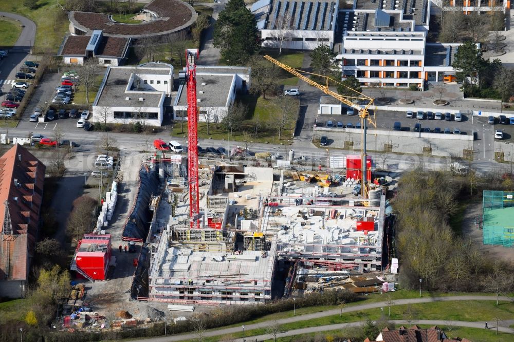 Aerial image Würzburg - Construction site of a new build retirement home on Berner Strasse in the district Heuchelhof in Wuerzburg in the state Bavaria, Germany