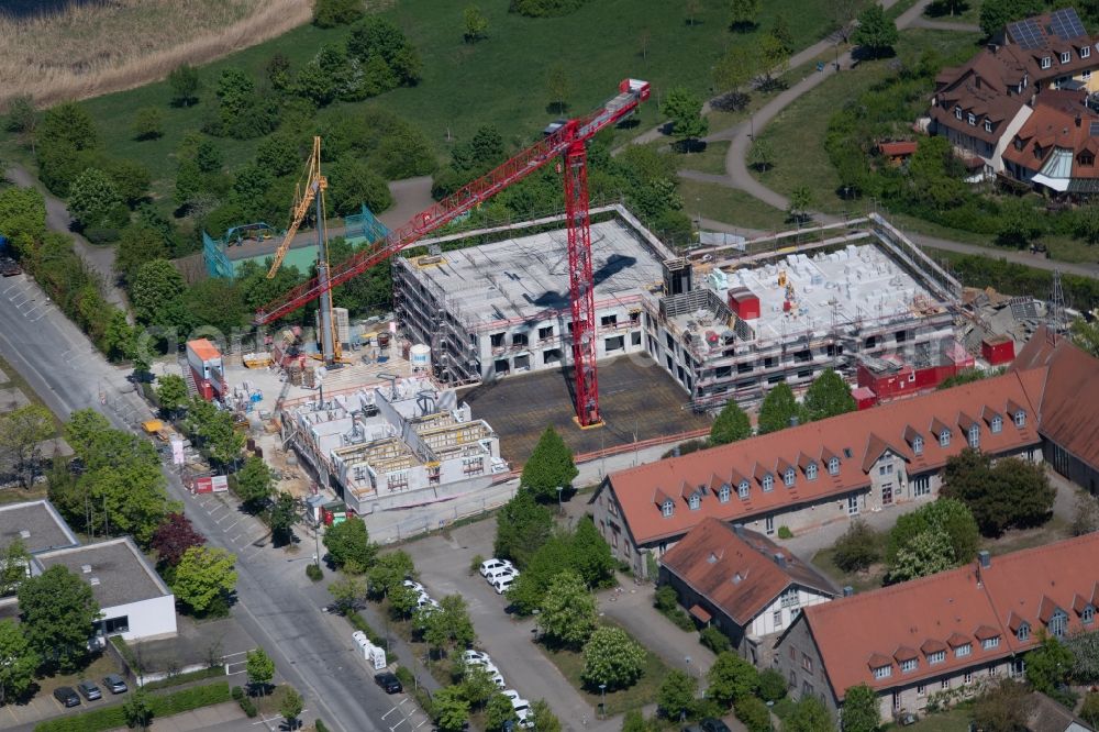 Würzburg from above - Construction site of a new build retirement home on Berner Strasse in the district Heuchelhof in Wuerzburg in the state Bavaria, Germany