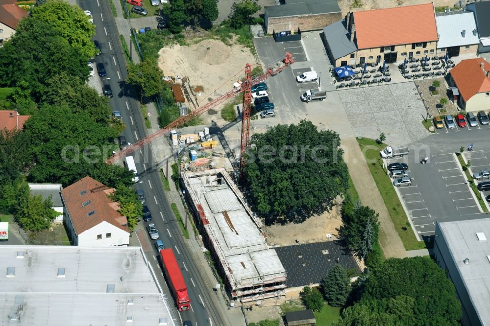 Aerial image Berlin - Construction site of a new build retirement home on Hoenower Strasse in the district Mahlsdorf in Berlin, Germany