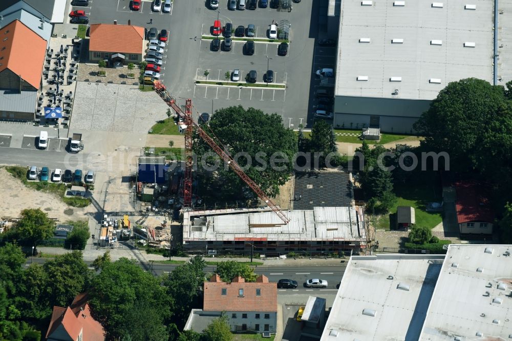 Berlin from above - Construction site of a new build retirement home on Hoenower Strasse in the district Mahlsdorf in Berlin, Germany