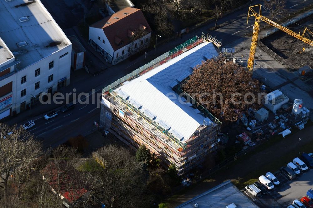 Berlin from the bird's eye view: Construction site of a new build retirement home on Hoenower Strasse in the district Mahlsdorf in Berlin, Germany