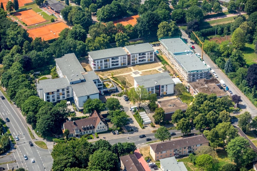 Dinslaken from above - Construction site of a new build retirement home Wilhelm-Lantermann-Haus on the Gneisenaustrasse in the district Ruhr Metropolitan Area in Dinslaken in the state North Rhine-Westphalia