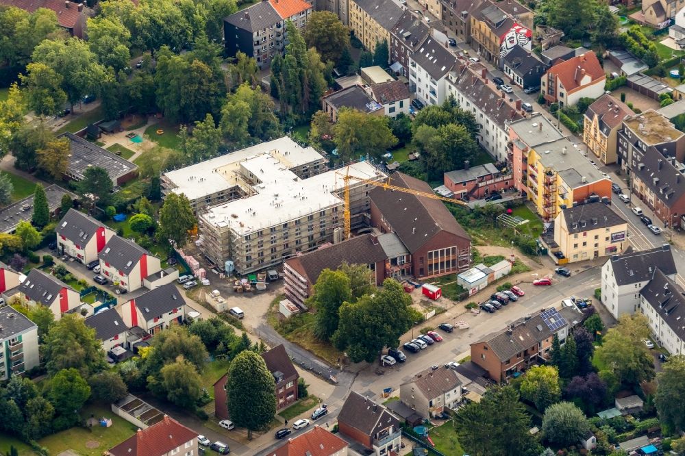 Aerial photograph Bochum - Construction site of a new build retirement home on Ludwig-Steil-Strasse in the district Wattenscheid in Bochum in the state North Rhine-Westphalia, Germany