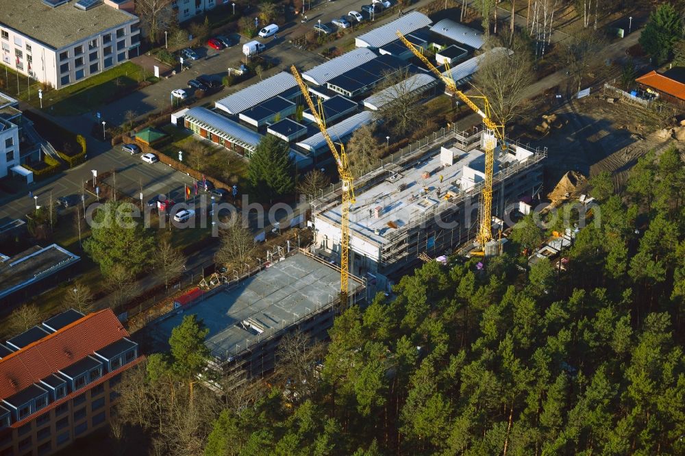 Aerial image Wandlitz - Construction site of a new build retirement home on Kurallee in the district Waldsiedlung in Wandlitz in the state Brandenburg, Germany