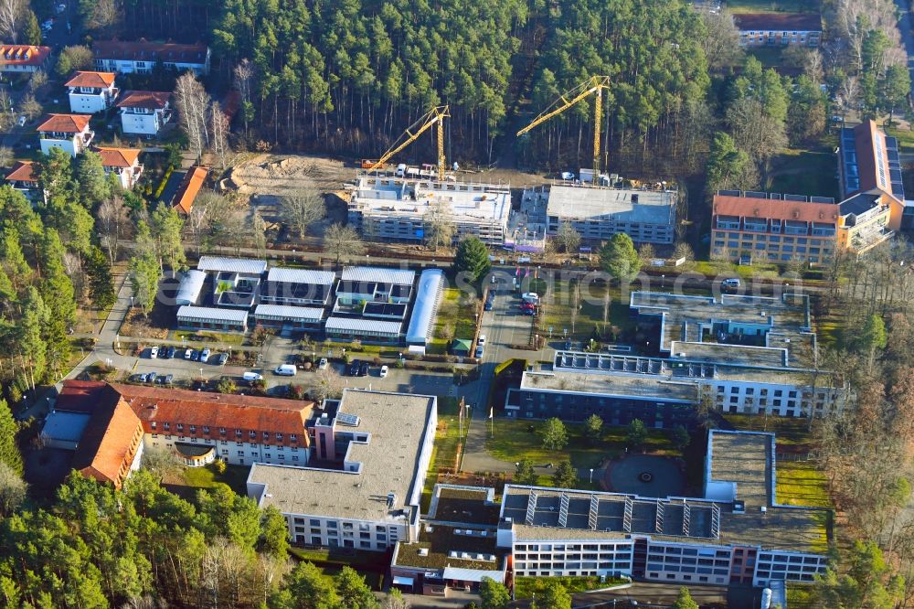 Aerial photograph Wandlitz - Construction site of a new build retirement home on Kurallee in the district Waldsiedlung in Wandlitz in the state Brandenburg, Germany