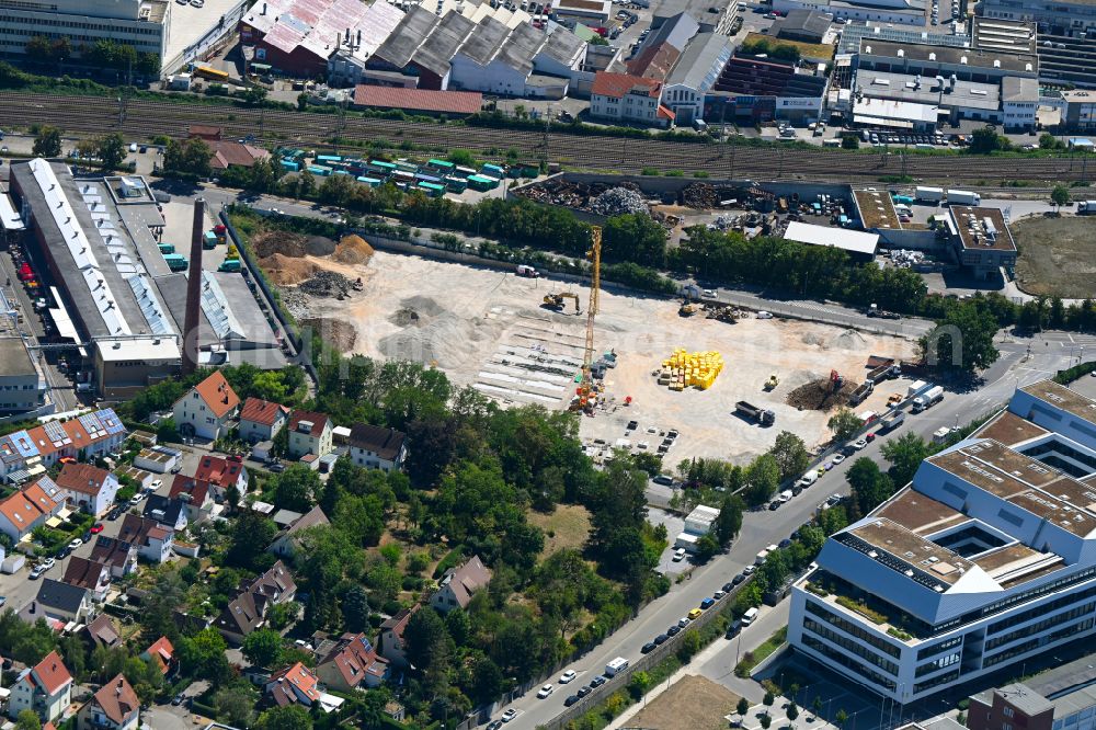 Aerial photograph Stuttgart - Construction site for the new building between Wernerstrasse and Theodorstrasse in the district of Siegelberg in Stuttgart in the state Baden-Wurttemberg, Germany