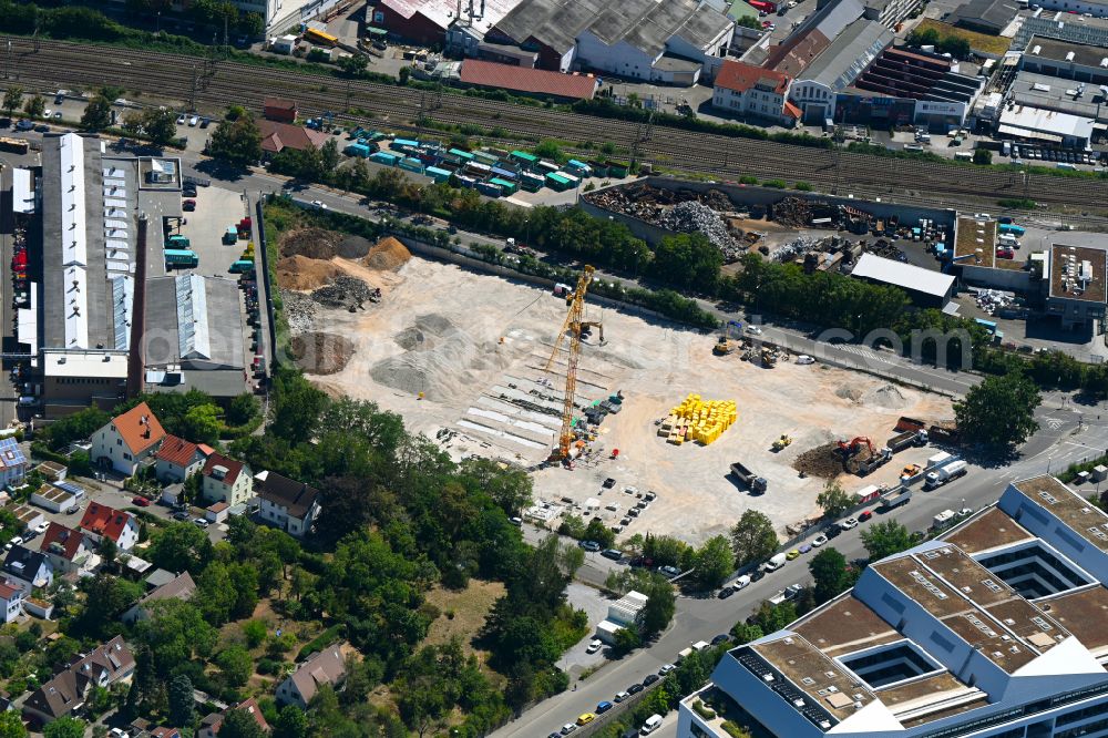 Stuttgart from above - Construction site for the new building between Wernerstrasse and Theodorstrasse in the district of Siegelberg in Stuttgart in the state Baden-Wurttemberg, Germany