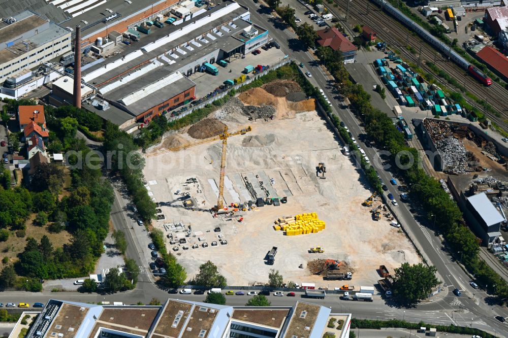 Stuttgart from the bird's eye view: Construction site for the new building between Wernerstrasse and Theodorstrasse in the district of Siegelberg in Stuttgart in the state Baden-Wurttemberg, Germany