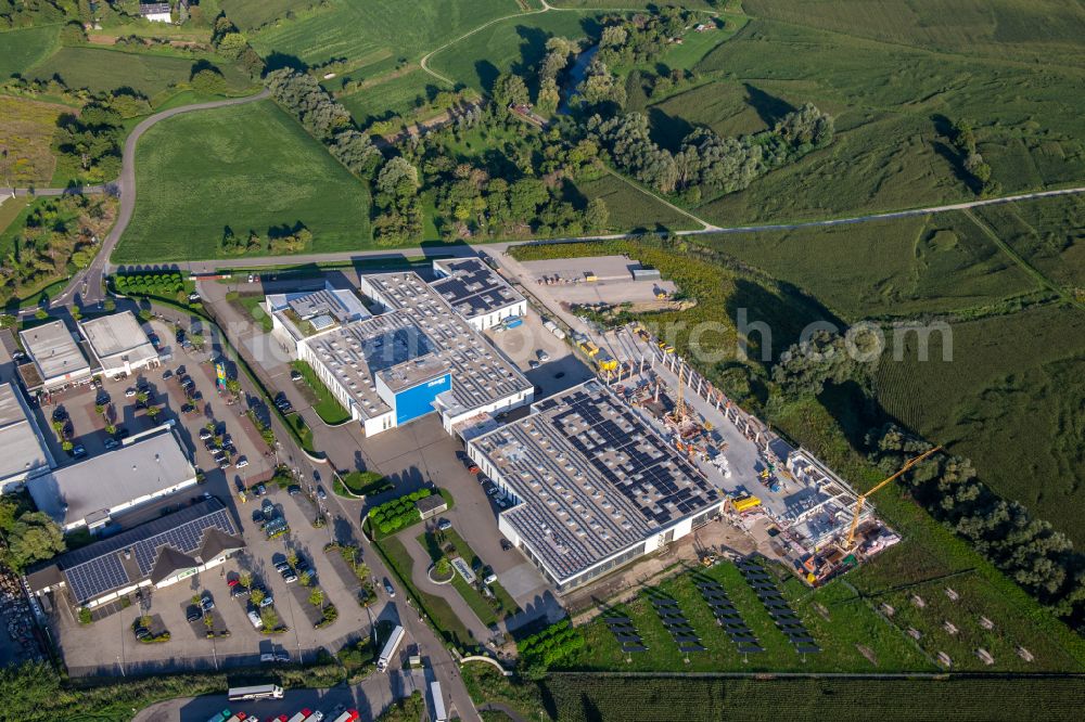 Freistett from above - Company grounds and facilities of Zimmer Groupf on street Am Glockenloch in Freistett in the state Baden-Wuerttemberg, Germany