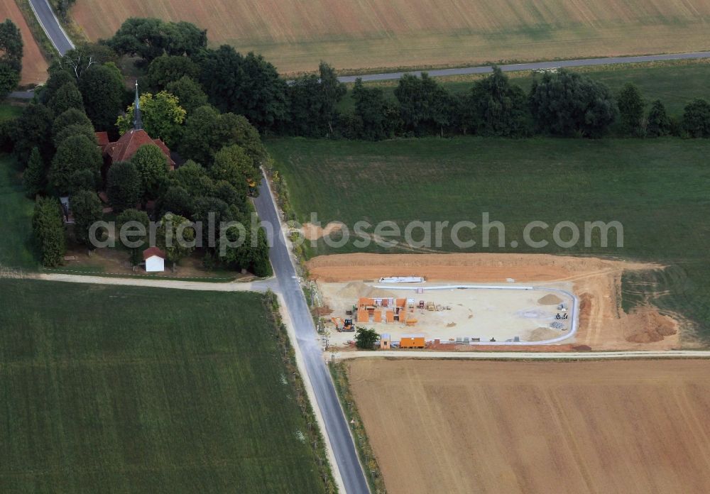 Steinbach from the bird's eye view: Construction site of the new information point Etzelbach in Steinbach in the state of Thuringia
