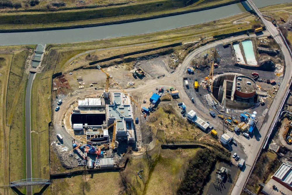 Aerial photograph Bottrop - Construction of a new pumping station Emschergenossenschaft in Bottrop in North Rhine-Westphalia