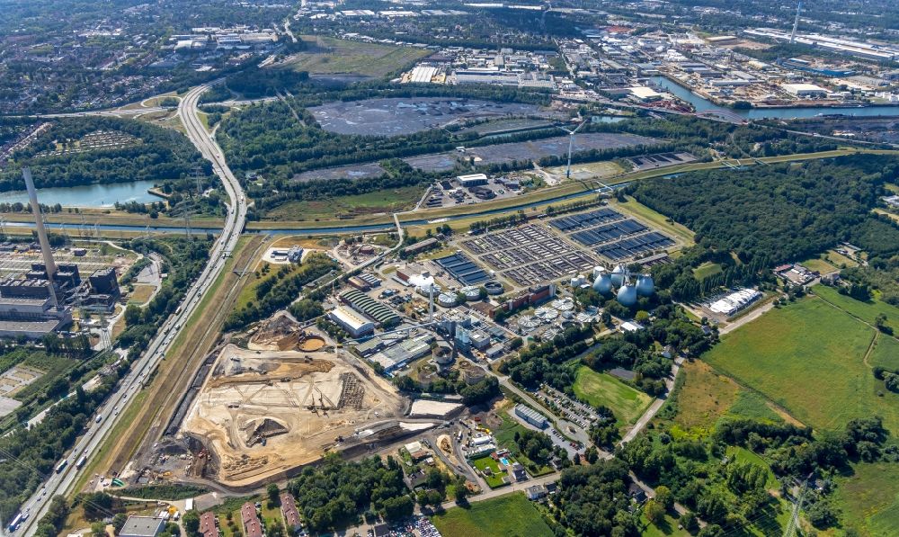 Aerial photograph Bottrop - Construction of a new pumping station Emschergenossenschaft in Bottrop in North Rhine-Westphalia