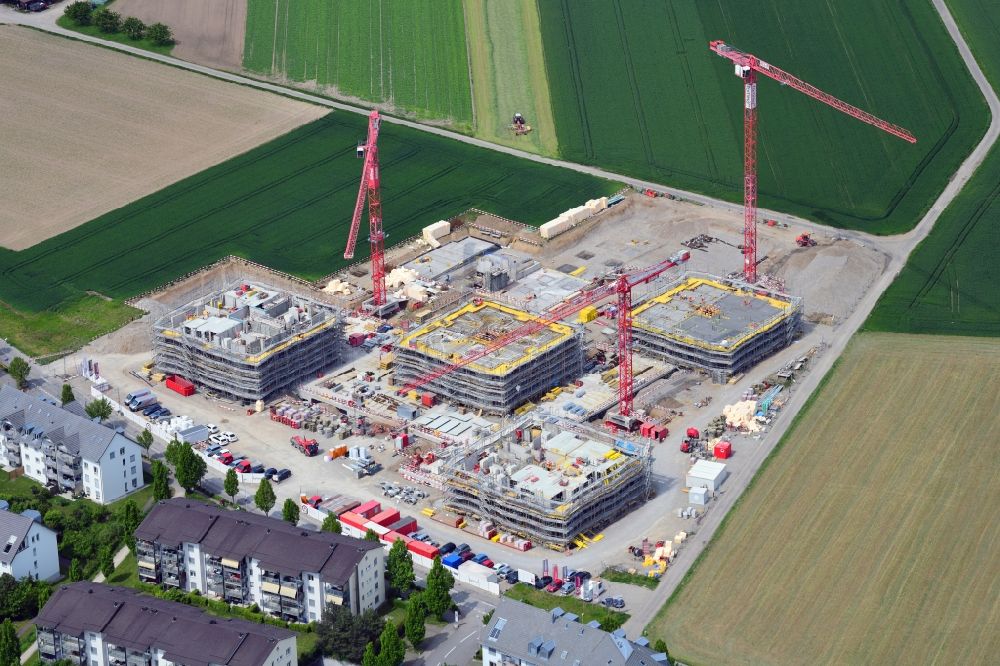 Aerial image Bad Säckingen - Construction site Neumatt-Stein to build a new multi-family residential complex on Muenchwilerstrasse - Schaffhauserstrasse in Stein in the canton Aargau, Switzerland