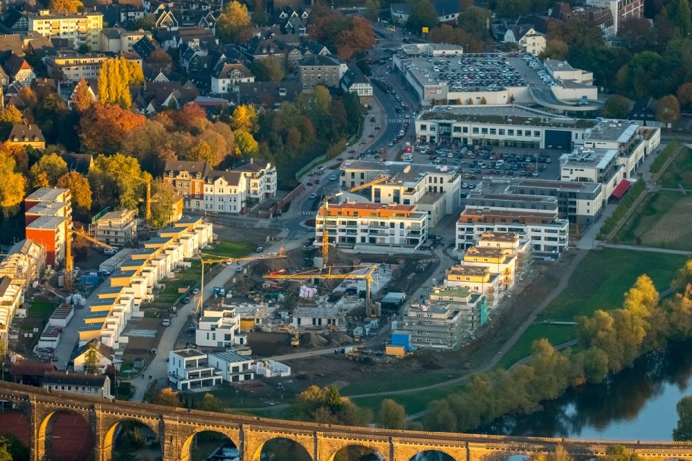 Aerial photograph Herdecke - Construction site for the new building in the Quartier Ruhr-Aue in Herdecke in the state North Rhine-Westphalia