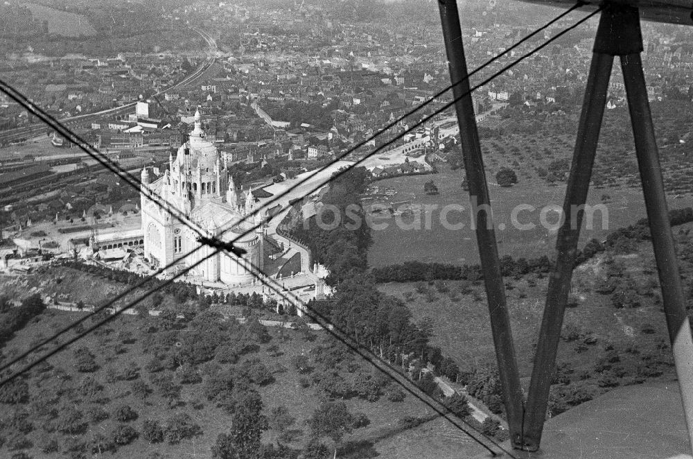 Paris from the bird's eye view: Construction site for renovation and restoration work on the church building Basilica Sacre-CA?ur in Paris in Ile-de-France, France