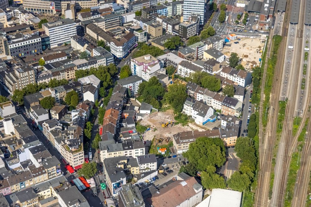 Bochum from above - Construction site for the multi-family residential building Stadtquartier on Viktoriastrasse in the district Innenstadt in Bochum at Ruhrgebiet in the state North Rhine-Westphalia, Germany