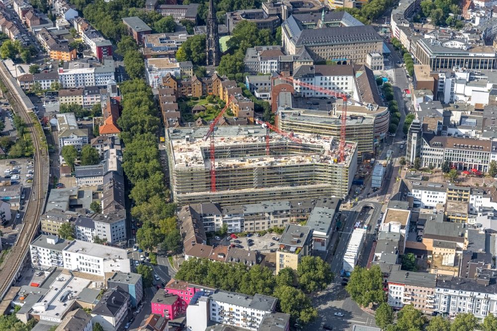 Bochum from the bird's eye view: Construction site for the multi-family residential building Stadtquartier on Viktoriastrasse in the district Innenstadt in Bochum at Ruhrgebiet in the state North Rhine-Westphalia, Germany