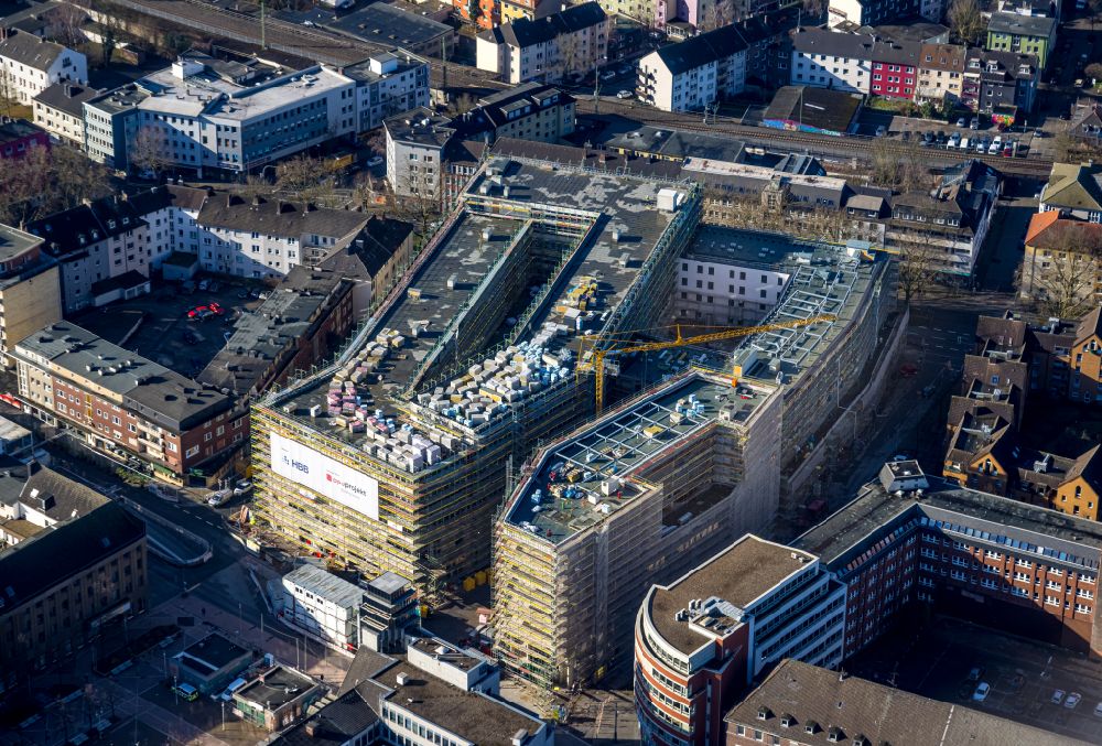 Aerial image Bochum - Construction site for the multi-family residential building Stadtquartier on Viktoriastrasse in the district Innenstadt in Bochum at Ruhrgebiet in the state North Rhine-Westphalia, Germany