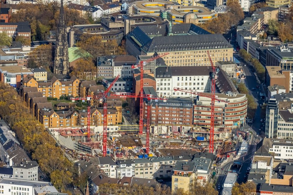 Bochum from the bird's eye view: Construction site for the multi-family residential building Stadtquartier on Viktoriastrasse in the district Innenstadt in Bochum in the state North Rhine-Westphalia, Germany